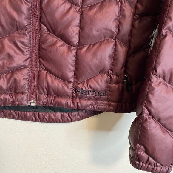 Marmot Quilted Goose Down Puffer Coat Jacket Dark Red Size S - Picture 2 of 7